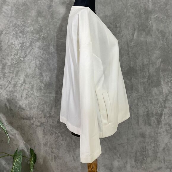 Eileen Fisher asymmetrical zip jacket blazer women’s size M cream career pockets - Picture 3 of 13